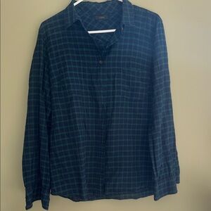 J. Crew Green and Navy Plaid Button-Down Shirt